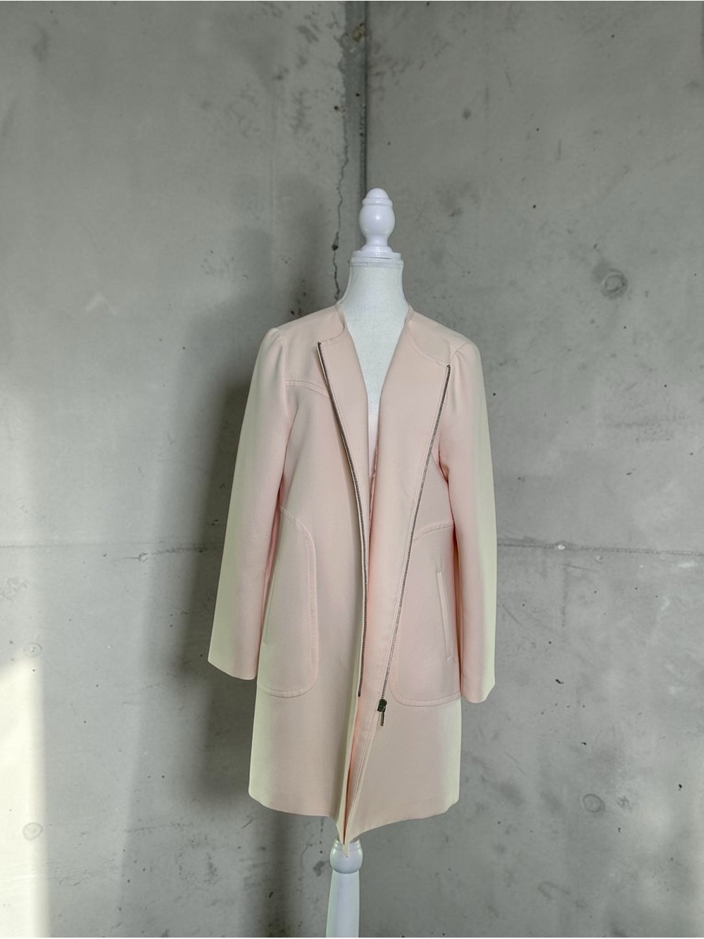 Alfani Pale Pink Zip-Front Trench Coat